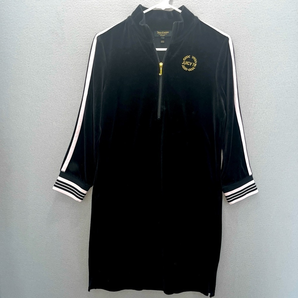 Juicy Couture Black Label Velour DRESS zip detail, long sleeves,